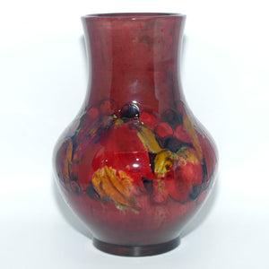 William Moorcroft Flambe Leaves and Fruit bulbous vase | Full Flambe