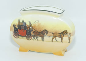 Royal Doulton Coaching Days flat oval vase E3804 | Scene 3: Youth holding a front pair of horses