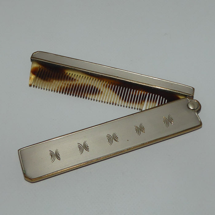 Vintage Folding Comb | Enamel and Engraved decoration