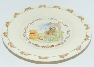 Royal Doulton Bunnykins Tableware Chicken Pulling a Cart plate | Bunnykins Celebrate their Golden Jubilee