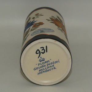 gouda-pottery-holland-flora-pattern-cylindrical-vase