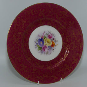 royal-worcester-hand-painted-floral-pattern-plate-with-rouge-and-gilt-border-by-whale