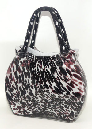hand-blown-glass-faux-tortoiseshell-pattern-handbag-vase-large-size