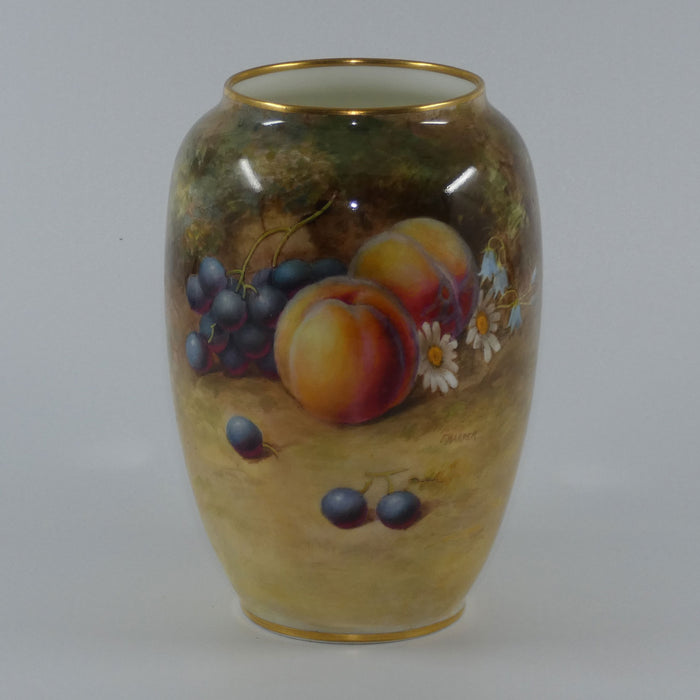 Royal Doulton hand painted and gilt fruit bulbous vase (Harper)
