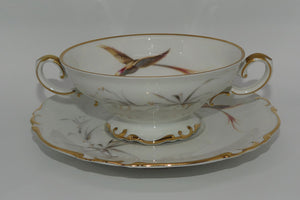 heinrich-and-co-selb-bavaria-bird-pattern-soup-coupe-and-underplate