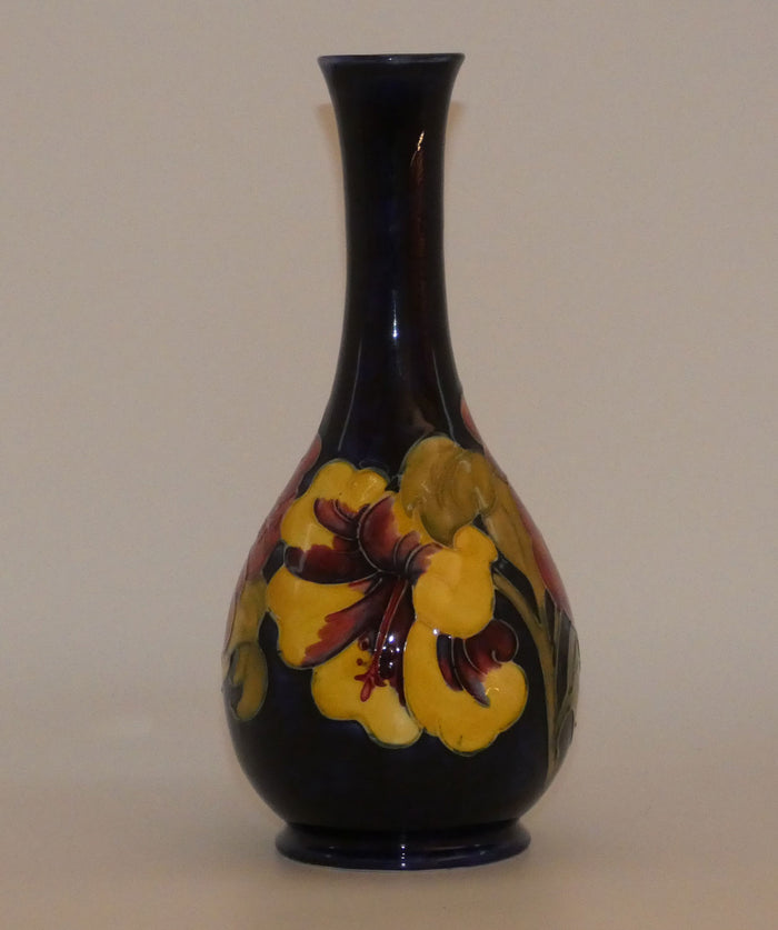 Walter Moorcroft Hibiscus (Blue) tall tapering vase