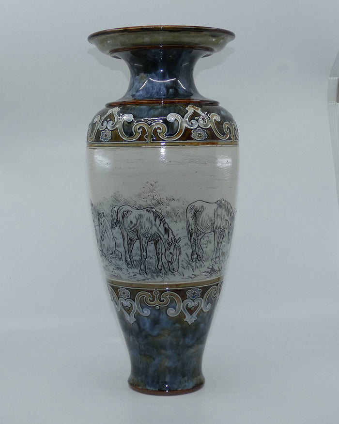 Royal Doulton Hannah Barlow stoneware very large flaired horse vase