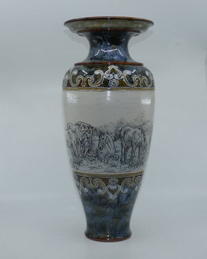 royal-doulton-hannah-barlow-stoneware-very-large-flaired-horse-vase