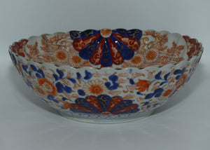 Japanese Imari hand painted fluted rim large bowl c.1900 | Red and Blue