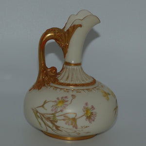 royal-worcester-blush-ivory-hand-painted-bulbous-jug-with-poppies-and-dolphin-handle-smaller-size