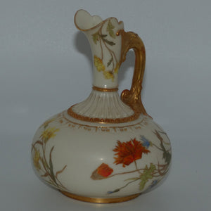 royal-worcester-blush-ivory-hand-painted-bulbous-jug-with-poppies-and-dolphin-handle-smaller-size
