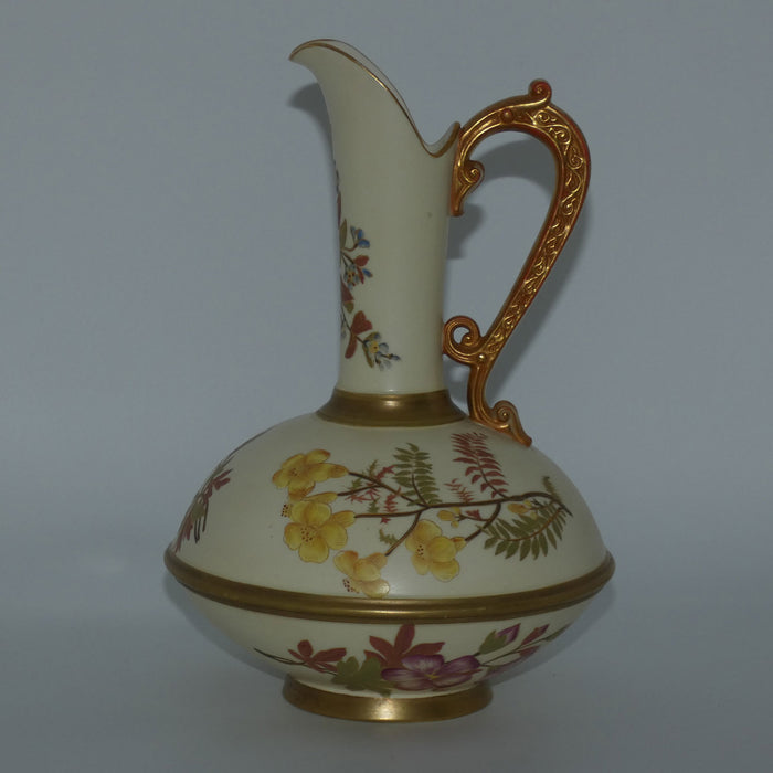 Royal Worcester Blush Ivory hand painted floral tall bulbous jug
