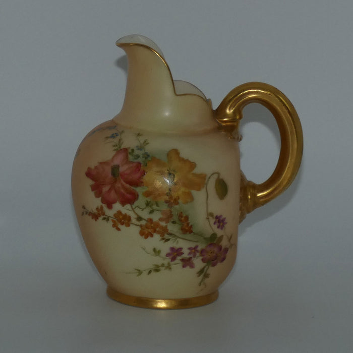 Royal Worcester Blush Ivory hand painted flatback Poppies jug (Small)