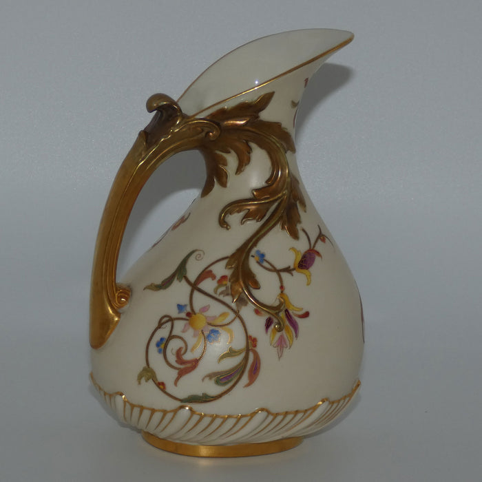 Royal Worcester Blush Ivory hand painted tear drop bulbous jug