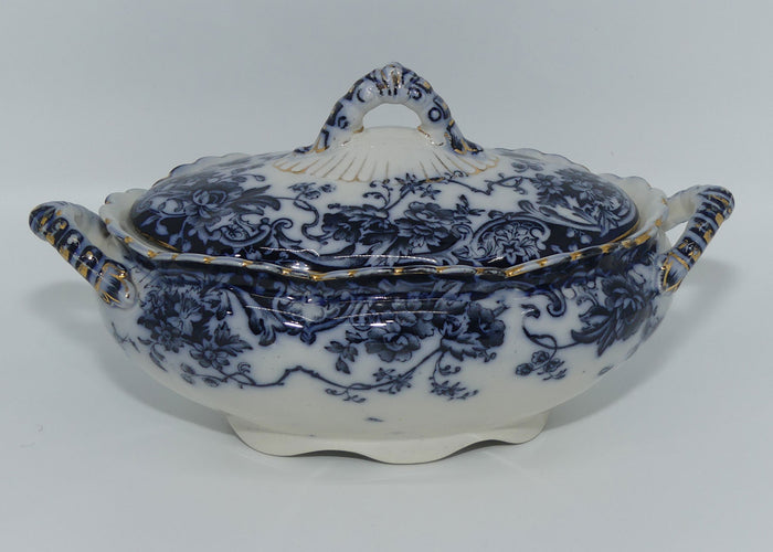 Keeling and Co Ltd Flow Blue Chatsworth pattern small tureen