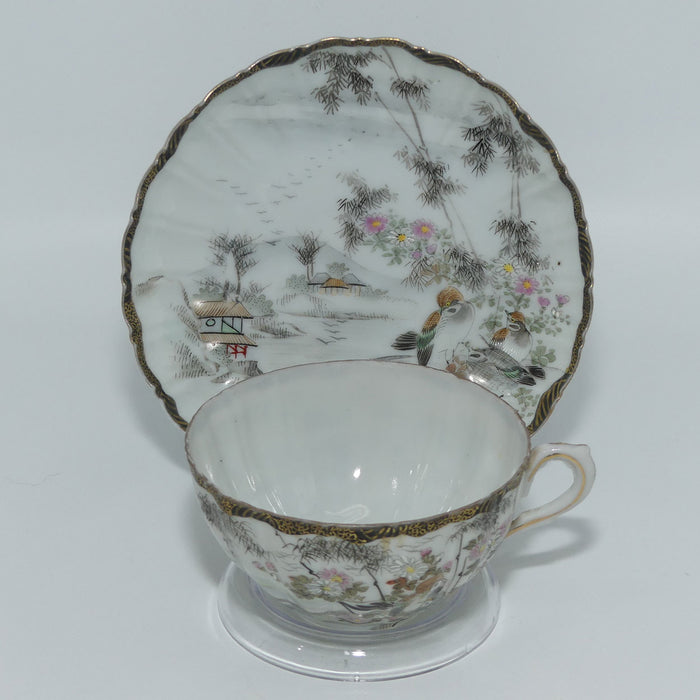 Japanese Egg Shell finely decorated Kutani cup and saucer #1