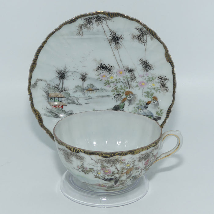 Japanese Egg Shell finely decorated Kutani cup and saucer #2
