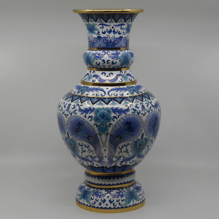 Mid Century Cloisonne vase | Blue and White | 38cm