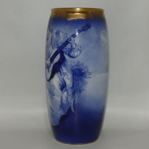 royal-doulton-blue-childrens-large-cylinder-vase-woman-with-guitar