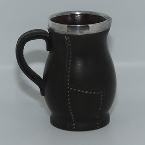 Royal Doulton Leatherware miniature jug with Sterling Silver rim | Chester 1903