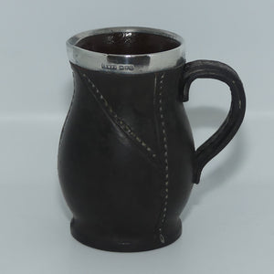 Royal Doulton Leatherware miniature jug with Sterling Silver rim | Chester 1903