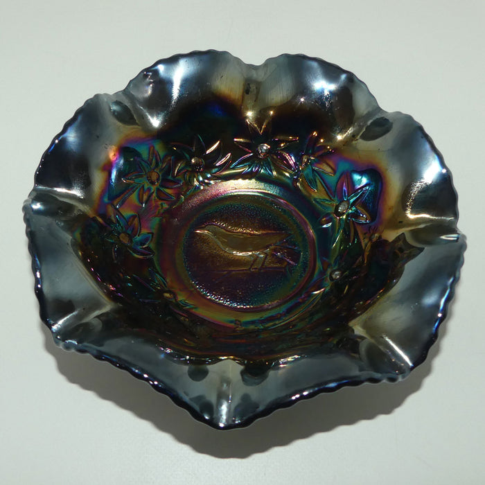 Australian Carnival Glass | Dark Magpie nappy bowl #2