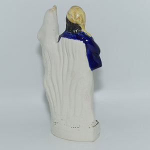 Antique Staffordshire Pottery Man with Flag and Spaniel figure