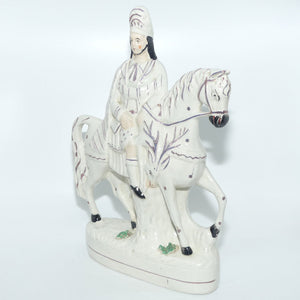 Antique Staffordshire Pottery Man on Horse figure | Large