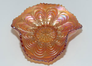 Fenton Carnival Glass | Marigold | Peacock Tail fluted dish