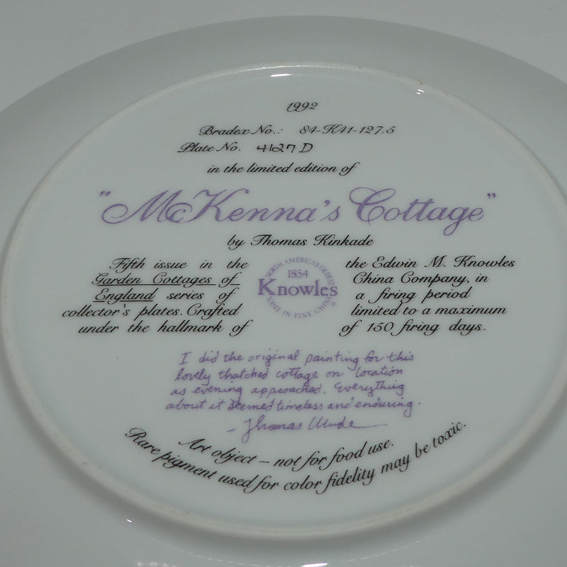 Bradex 84 K41 127.5 plate Garden Cottages of England McKenna's Cot