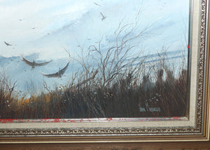 australian-oil-painting-john-milenkovic-ibis-at-end-of-day