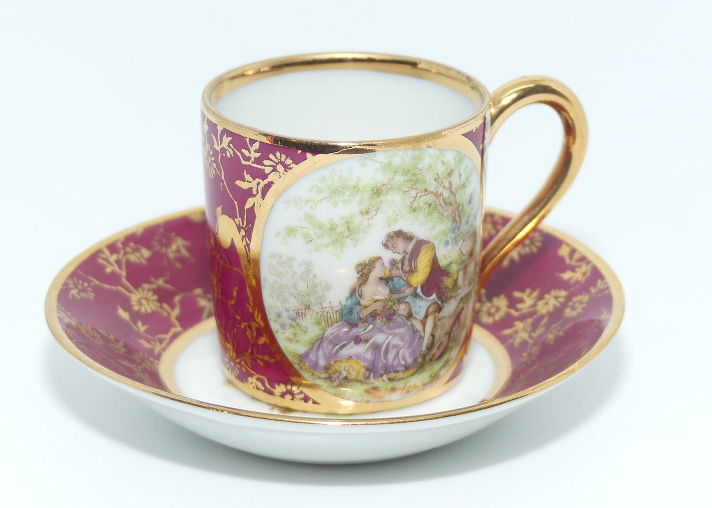 Monarch Porcelain D'Art Limoges France Traditional Courting tea can an ...