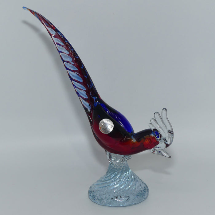 Murano Italy Red and Blue Glass Rooster figure