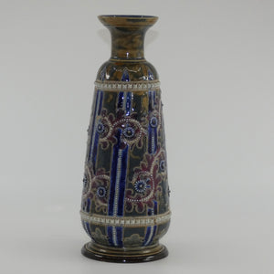 doulton-lambeth-george-tinworth-stoneware-narrow-colourful-vase