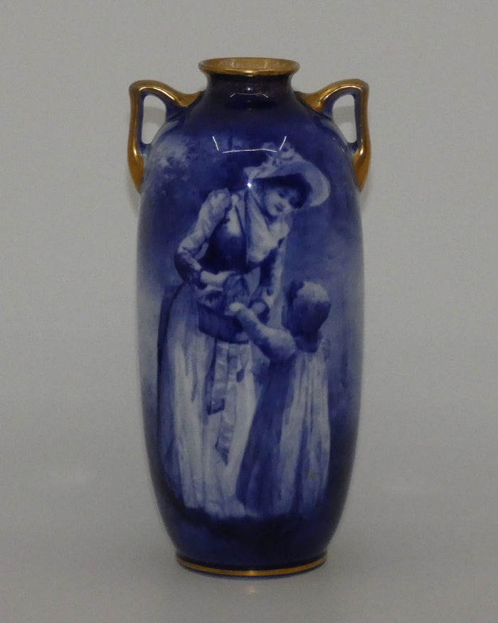 Royal Doulton Blue Childrens narrow vase (Girl rummaging)
