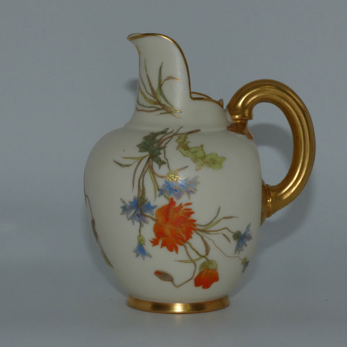 Royal Worcester Blush Ivory hand painted Orange Poppy very small flatback jug
