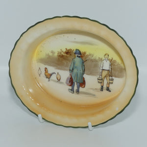 Royal Doulton Coaching Days oval dish E3804 #1 | Rare Scene | Passenger with bags and Youth with buckets