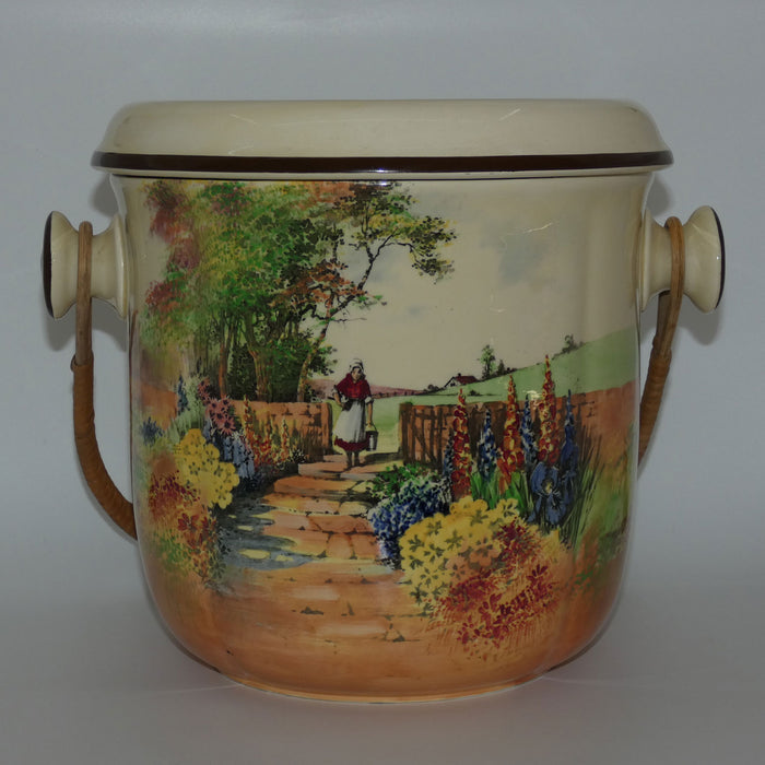 Royal Doulton Country Garden chamber pail with wicker handle D4932