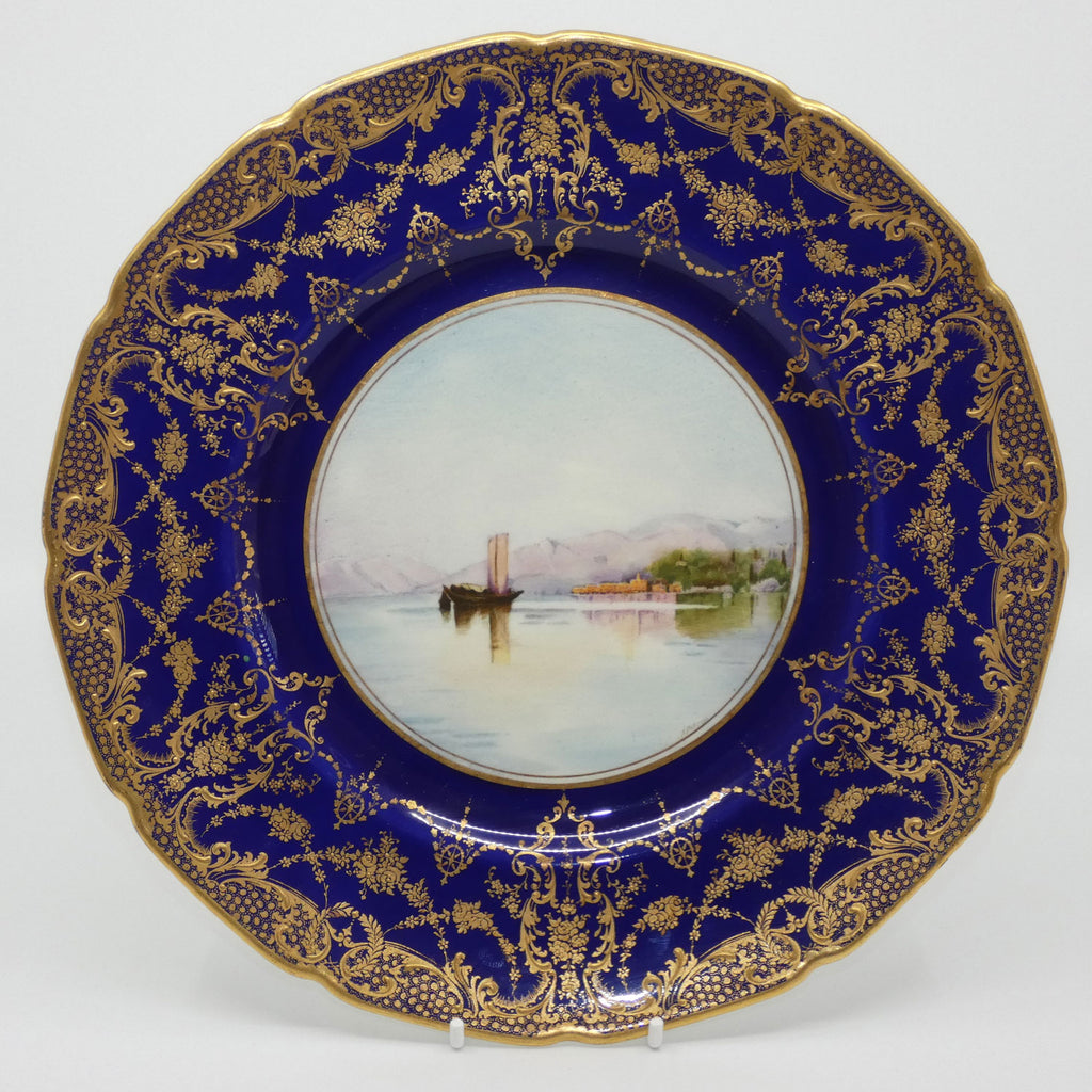 royal-doulton-hand-painted-blue-border-gilt-plate-bellagio-n-parton