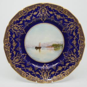 royal-doulton-hand-painted-blue-border-gilt-plate-bellagio-n-parton