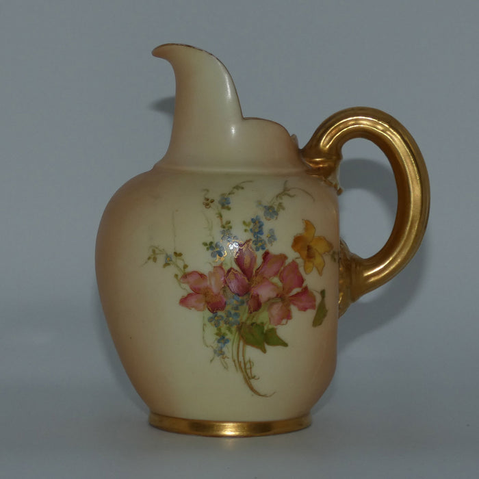 Royal Worcester Blush Ivory hand painted pink floral smaller flatback jug