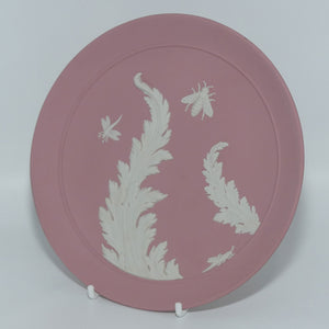 Wedgwood Jasper | White on Pink | Insects and Foliage plate | 16.5cm