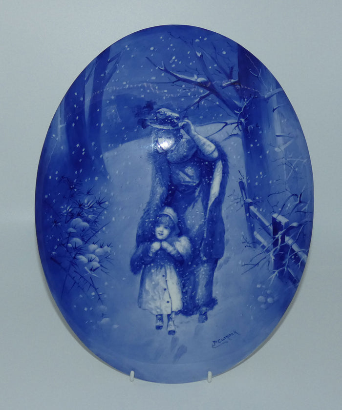 Doulton Burslem Blue Childrens large oval wall plaque (Woman sheltering child; Curnock)