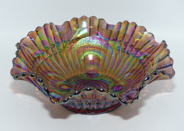 Carnival Glass Bowl | Imperial | Scroll Embossed | Plum