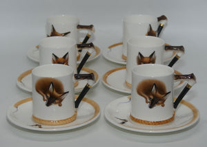 Royal Doulton Reynard the Fox set of 6 coffee demi tasses H4927 