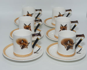Royal Doulton Reynard the Fox set of 6 coffee demi tasses H4927 