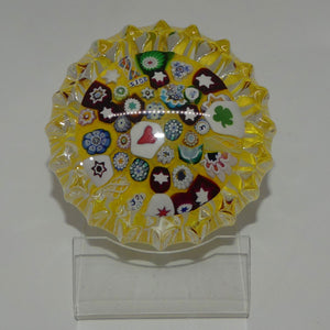 john-deacons-scotland-millefiori-end-of-day-paperweight-ribbed-yellow
