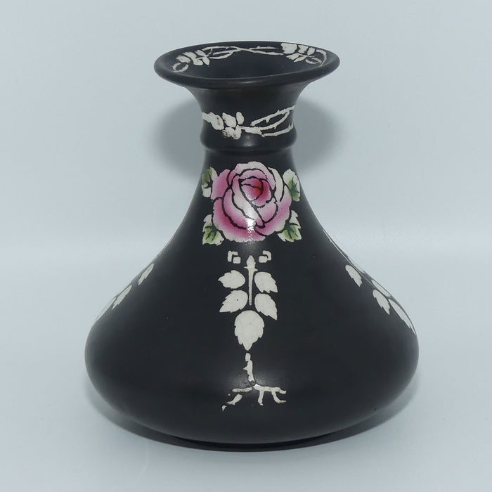 Shelley England Rose on Black | Roself vase | 8103
