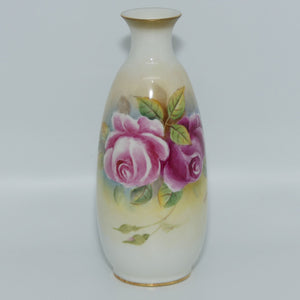 Royal Worcester hand painted Roses small vase | G Banks c.1954