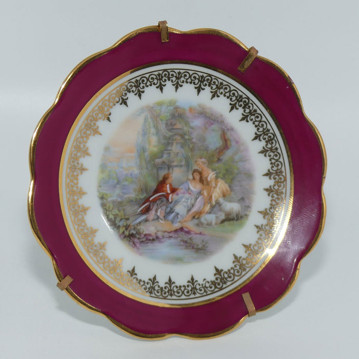 Monarch Porcelain D'Art Limoges France Traditional Courting Couple plate in stand | 11cm